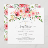 Springtime Peonies Roos Floral Baptisme Invitation Kaart (Voorkant / Achterkant)