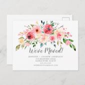 Springtime Peonies Roos Floral Moving Announge Aankondigingskaart (Voorkant / Achterkant)