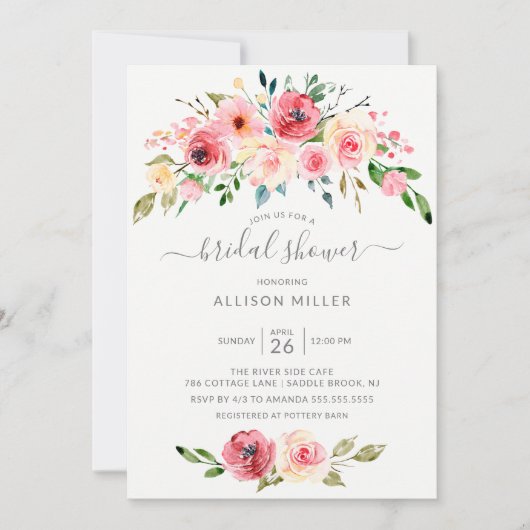 Springtime Peonies Roos Floral Vrijgezellenfeest Kaart (Voorkant)