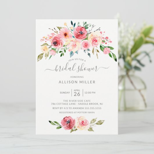 Springtime Peonies Roos Floral Vrijgezellenfeest Kaart (Staand voorkant)