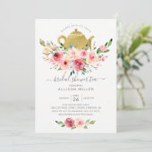 Springtime Peonies Roos Floral Vrijgezellenfeest T Kaart (Staand voorkant)