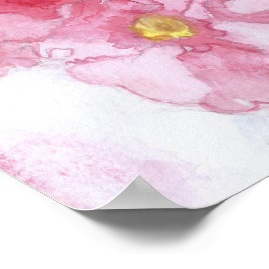 Springtime Pink Cherry Blossom Waterverf Poster (Hoek)