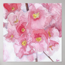 Springtime Pink Cherry Blossom Waterverf