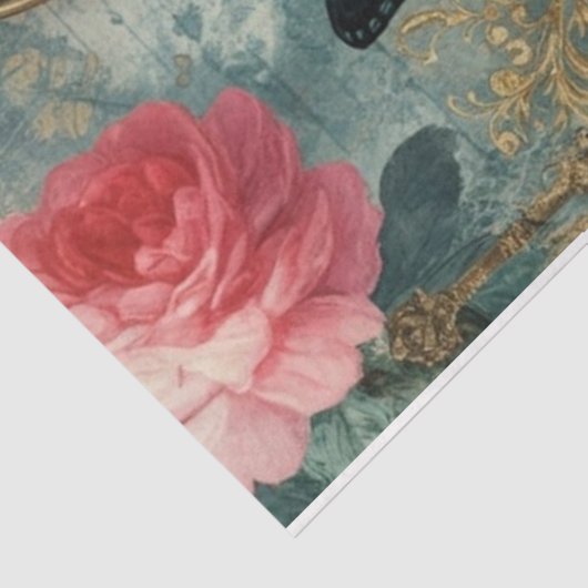 Springtime Pocket Watch Bloemen Decoupage Papier (Detail)