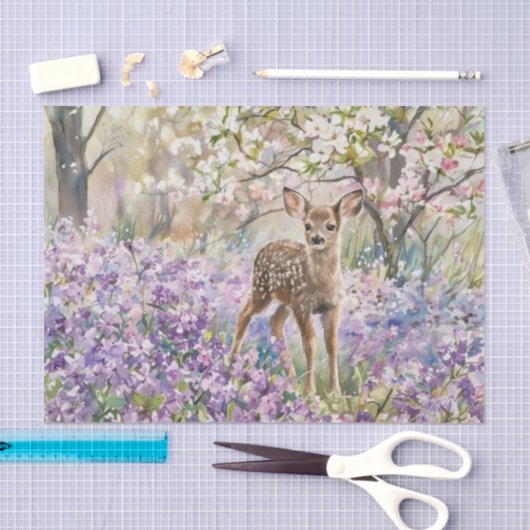 Springtime Purple Phlox and Fawn  Tissuepapier (Craft)
