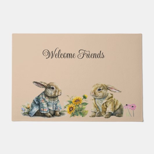 Springtime Rabbit Doormat Deurmat (Voorkant)
