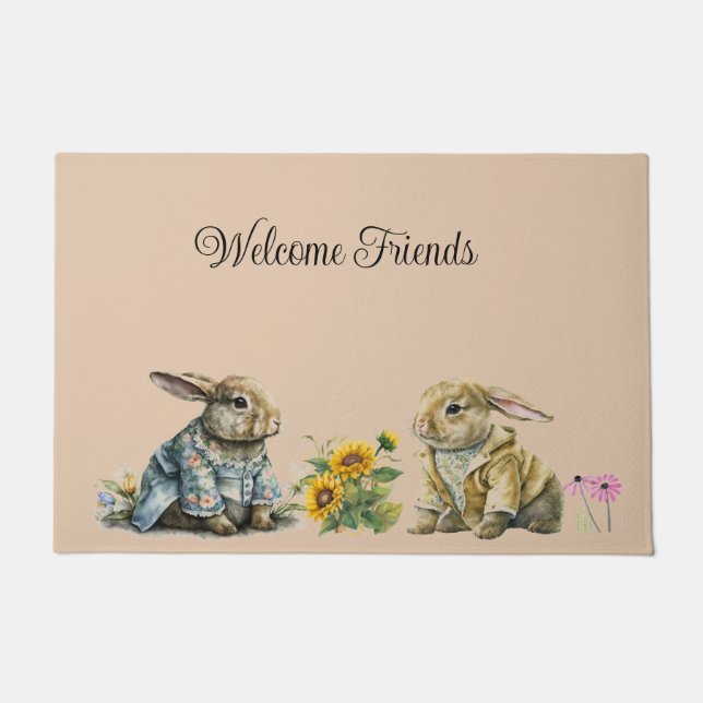Springtime Rabbit Doormat Deurmat (Voorkant)
