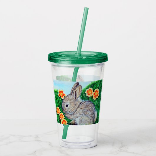 Springtime Rabbit Painting Acryl Drinkbeker (Achterkant)