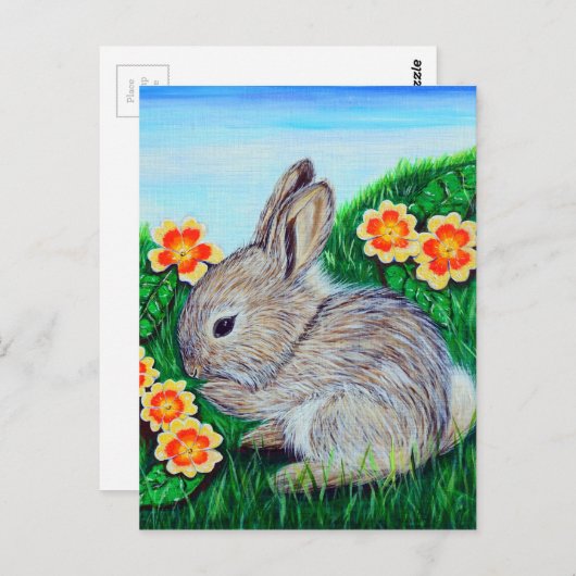 Springtime Rabbit Painting Briefkaart (Voorkant / Achterkant)