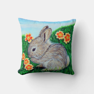 Springtime Rabbit Painting Kussen