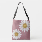 Springtime Rosy Pink Daisy met de hand getekend Crossbody Tas (Achterkant)
