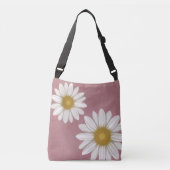 Springtime Rosy Pink Daisy met de hand getekend Crossbody Tas (Voorkant)