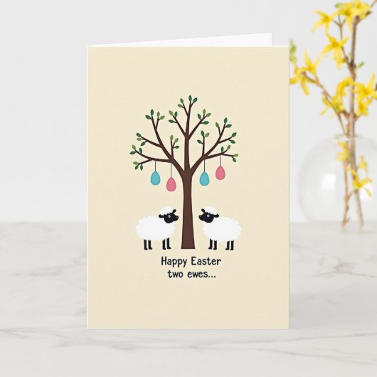 Springtime Sheep Tree Art Card Kaart (Gele Bloem)