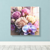 Springtime Splendor 3D-Wenskaart met Dew-Kiss Canvas Afdruk (Insitu (Houten vloer))