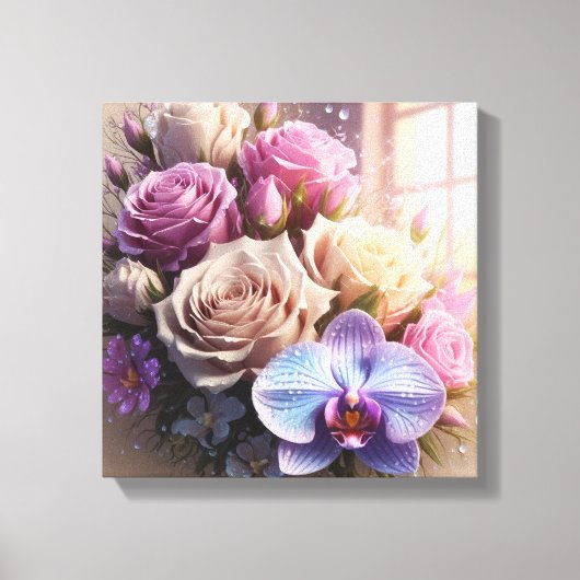 Springtime Splendor 3D-Wenskaart met Dew-Kiss Canvas Afdruk (Voorkant)