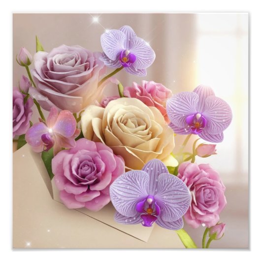 Springtime Splendor 3D-Wenskaart met Dew-Kiss Foto Afdruk (Voorkant)