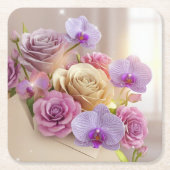 Springtime Splendor 3D-Wenskaart met Dew-Kiss Kartonnen Onderzetters (Voorkant)