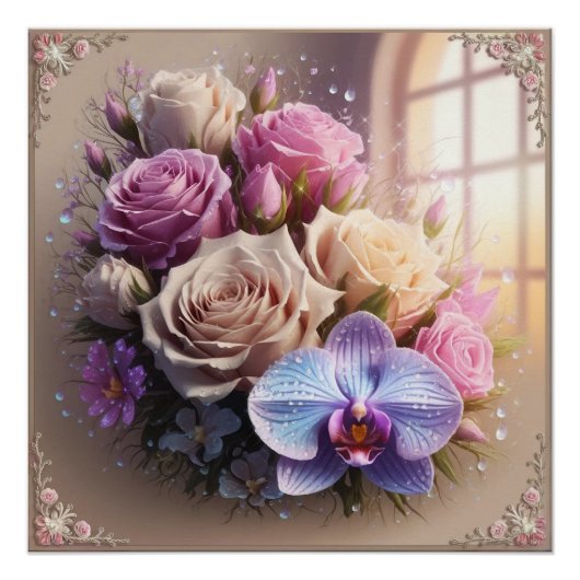 Springtime Splendor 3D-Wenskaart met Dew-Kiss Perfect Poster (Voorkant)