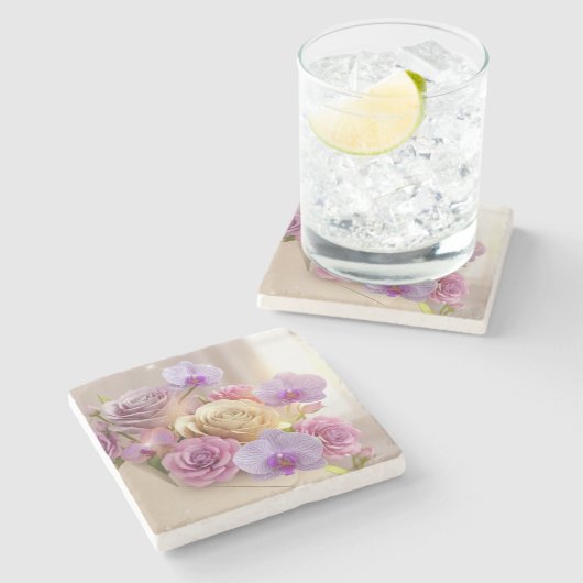 Springtime Splendor 3D-Wenskaart met Dew-Kiss Stenen Onderzetter (Zijkant)