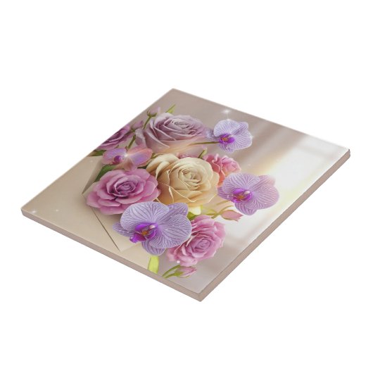 Springtime Splendor 3D-Wenskaart met Dew-Kiss Tegeltje (Zijkant)