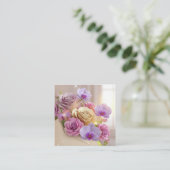 Springtime Splendor 3D-Wenskaart met Dew-Kiss Vierkante Visitekaartje (Staand voorkant)