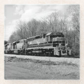 Springtime-trein B&W Glazen Onderzetter (Voorkant)