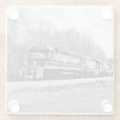 Springtime-trein B&W Glazen Onderzetter (Achterkant)