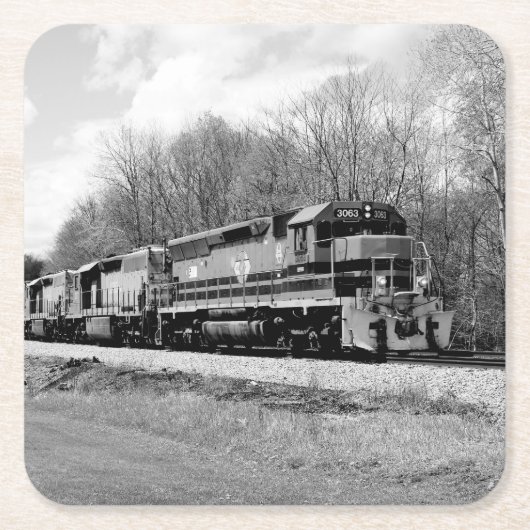 Springtime-trein B&W Kartonnen Onderzetters (Voorkant)