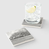 Springtime-trein B&W Stenen Onderzetter (Zijkant)