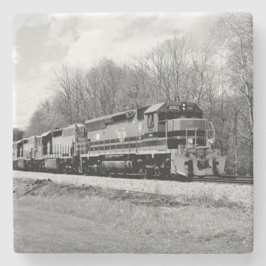 Springtime-trein B&W Stenen Onderzetter (Voorkant)