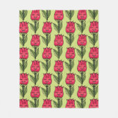Springtime Tulip Flowers Pattern Red Green Cute Fleece Deken (Voorkant)
