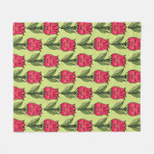Springtime Tulip Flowers Pattern Red Green Cute Fleece Deken (Voorkant (Horizontaal))