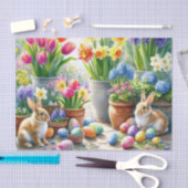 Springtime Tulips Daffodils Bunnies  Tissuepapier (Craft)