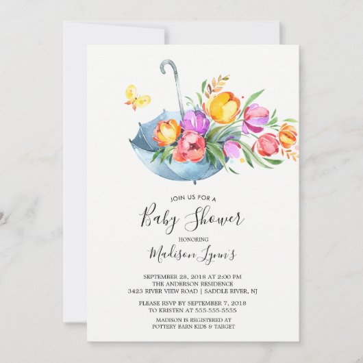 Springtime Tulpen Babyl Douche Uitnodiging (Voorkant)