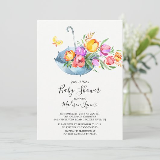 Springtime Tulpen Babyl Douche Uitnodiging (Staand voorkant)