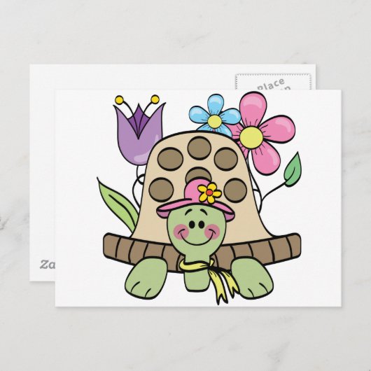 Springtime Turtle Tshirts en Gifts Briefkaart (Voorkant / Achterkant)