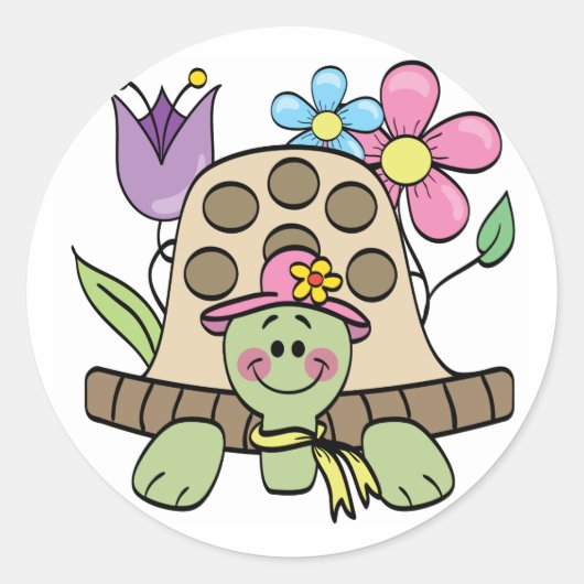 Springtime Turtle Tshirts en Gifts Ronde Sticker (Voorkant)