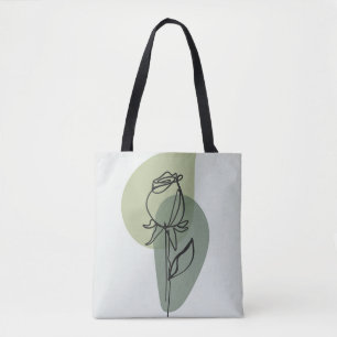 Springtime Vibes: Groen Blauw Bloemen Roos Tote Bag