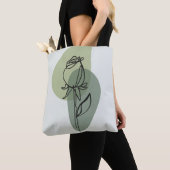Springtime Vibes: Groen Blauw Bloemen Roos Tote Bag (Dichtbij)