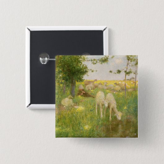 Springtime Vierkante Button 5,1 Cm (Voorkant /achterkant)