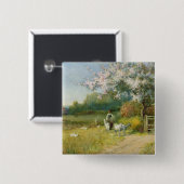 Springtime Vierkante Button 5,1 Cm (Voorkant /achterkant)