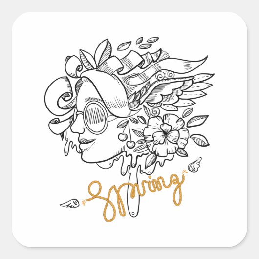 Springtime Vierkante Sticker (Voorkant)