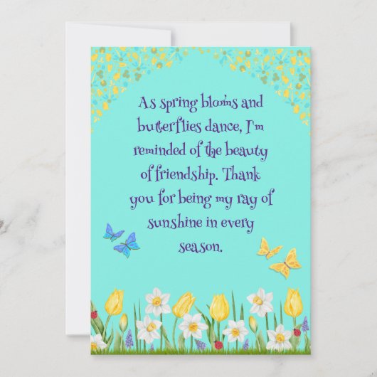 Springtime Vriendschap Bloemenstraal van Sunshine Bedankkaart (Voorkant)