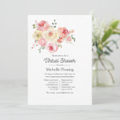 Springtime Waterverf Bloemen Virtuele Douche Kaart (Staand voorkant)