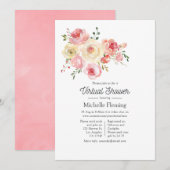 Springtime Waterverf Bloemen Virtuele Douche Kaart (Voorkant / Achterkant)