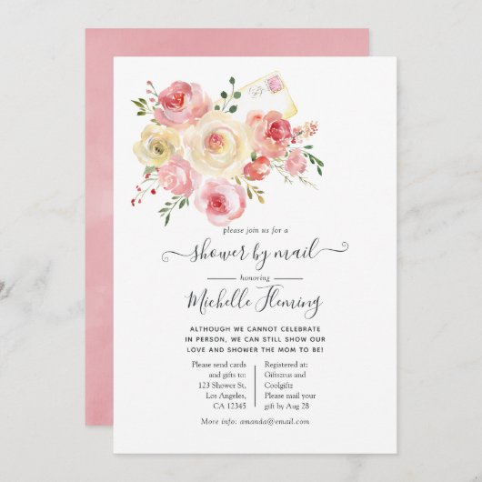 Springtime-Waterverf Floral-Baby shower per post Kaart (Voorkant / Achterkant)