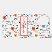 Springtime Wildflowers Patroon, Rust, Tan, Blauw Case-Mate iPhone Case (Achterkant (horizontaal))