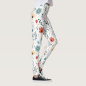 Springtime Wildflowers Patroon, Rust, Tan, Blauw Leggings (Rechts)