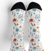 Springtime Wildflowers Patroon, Rust, Tan, Blauw