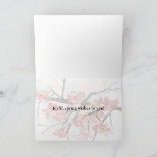 Springtime Wishes Pink Cherry Blossom Tree Kaart (Binnen)
